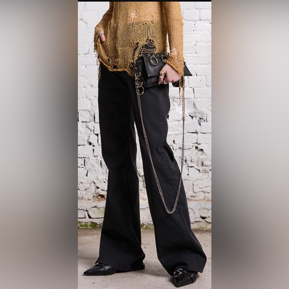 R13 Pants - R13 Jane Women Jeans 30 Black Bedford Cord  Wide Leg NWT 90s Minimalist Grunge